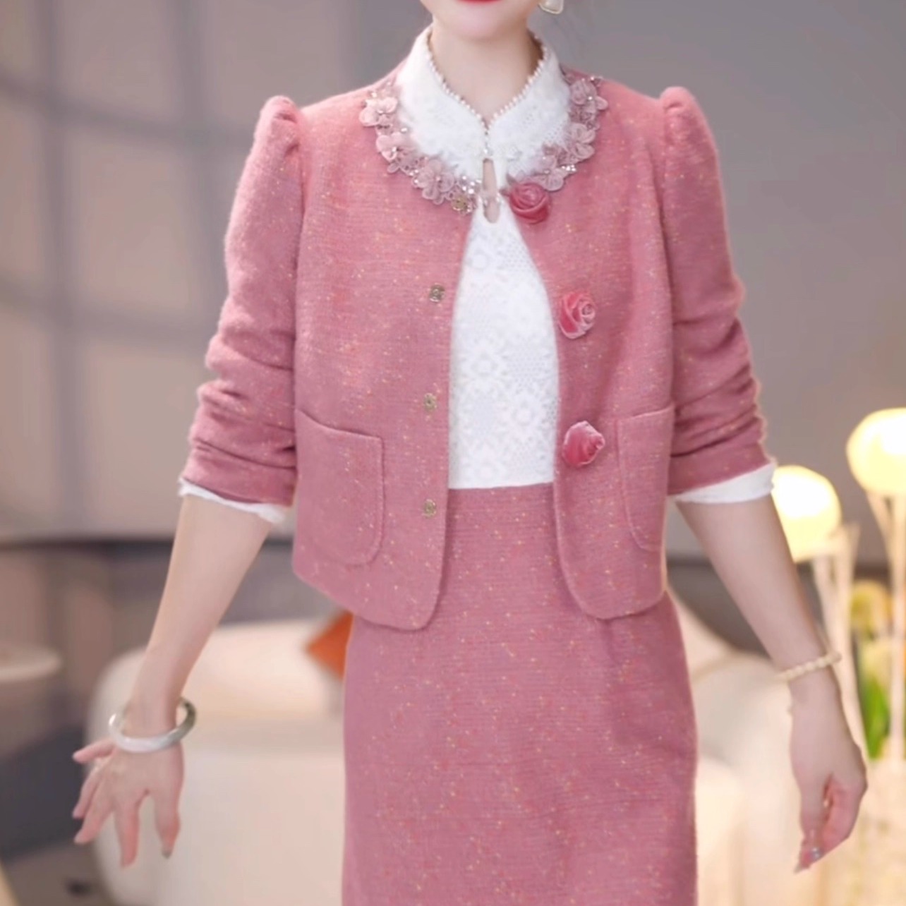 高级贵妃绒轻奢洋气优雅礼服裙