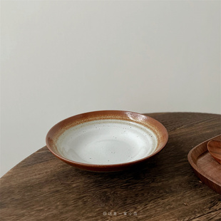 一家小店 秋意浓 装菜好看 复古色景德镇粗陶深盘菜盘可拌面拌饭