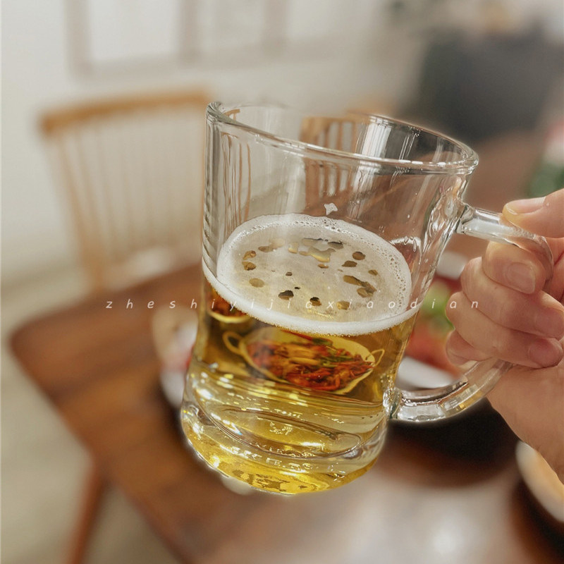 包邮宜家正品 米约德 夏天的快乐 来一扎冰啤 厚重宽口玻璃杯啤酒