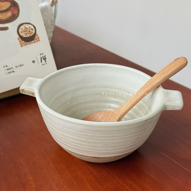 新 一家小店 扒一口卤肉饭 小胖子 粗陶日式古朴 双耳深碗吃面碗