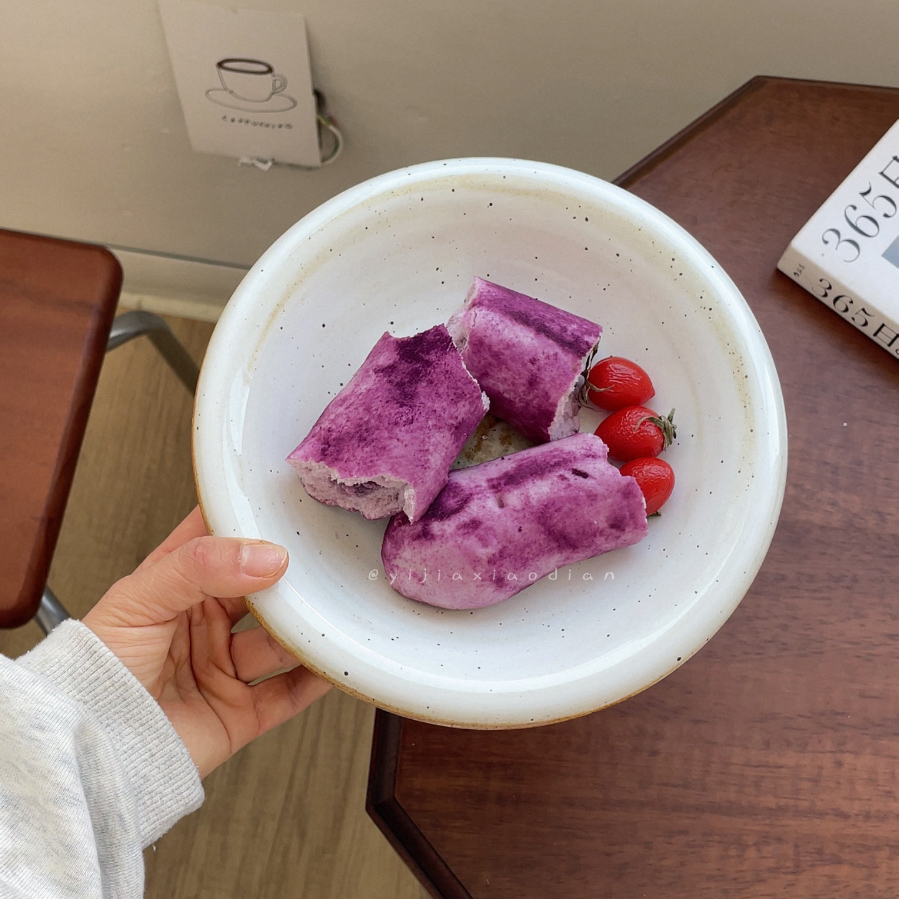 一家小店 像个荷包蛋 圆乎乎深盘 景德镇粗陶菜盘 点心盘深盘