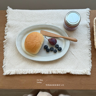 一家小店 温润的美 ins博主爱用椭圆粉引盘 手作日式粗陶早餐盘