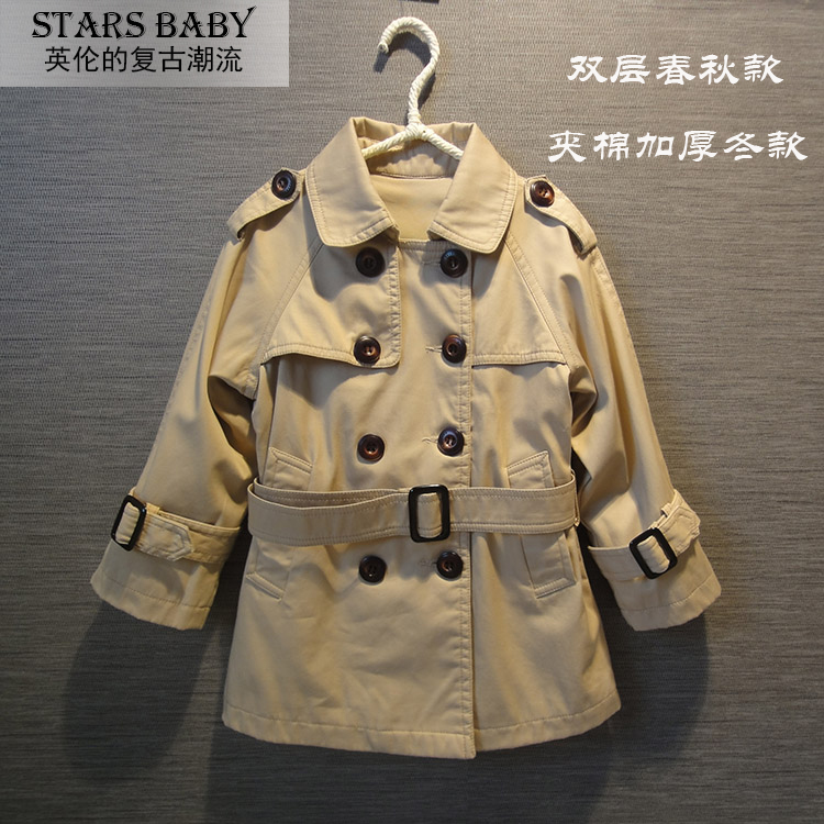 秋冬新款双排扣中长款宝宝风衣