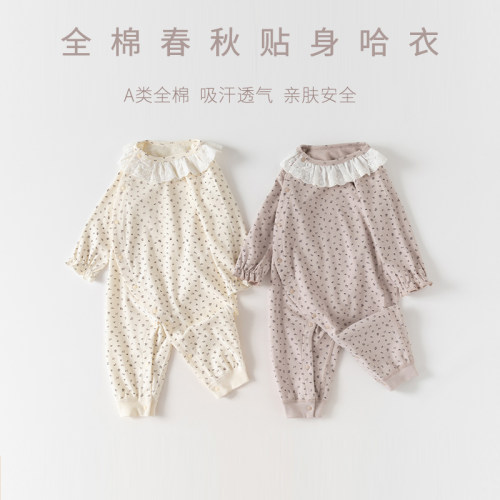纯棉A类婴幼儿小公主衣服荷叶领