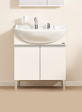 TOTO浴室柜组合LDSW753W落地式大肚盆75CM梳洗柜洗漱防雾化妆镜