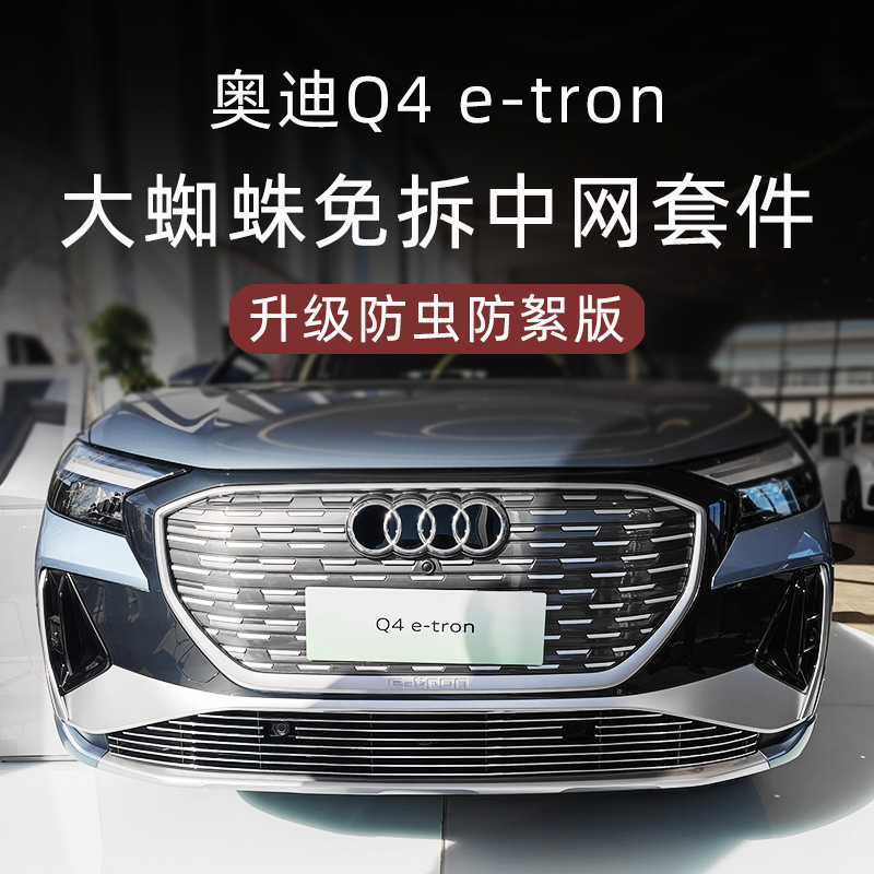 奥迪q4etron中网前脸保险杠前铲防虫网外观改装件装饰条专用配件-封面