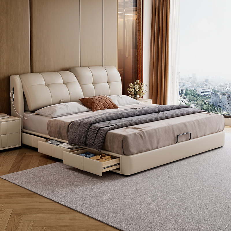 馨佰利真皮床可调节功能双人床