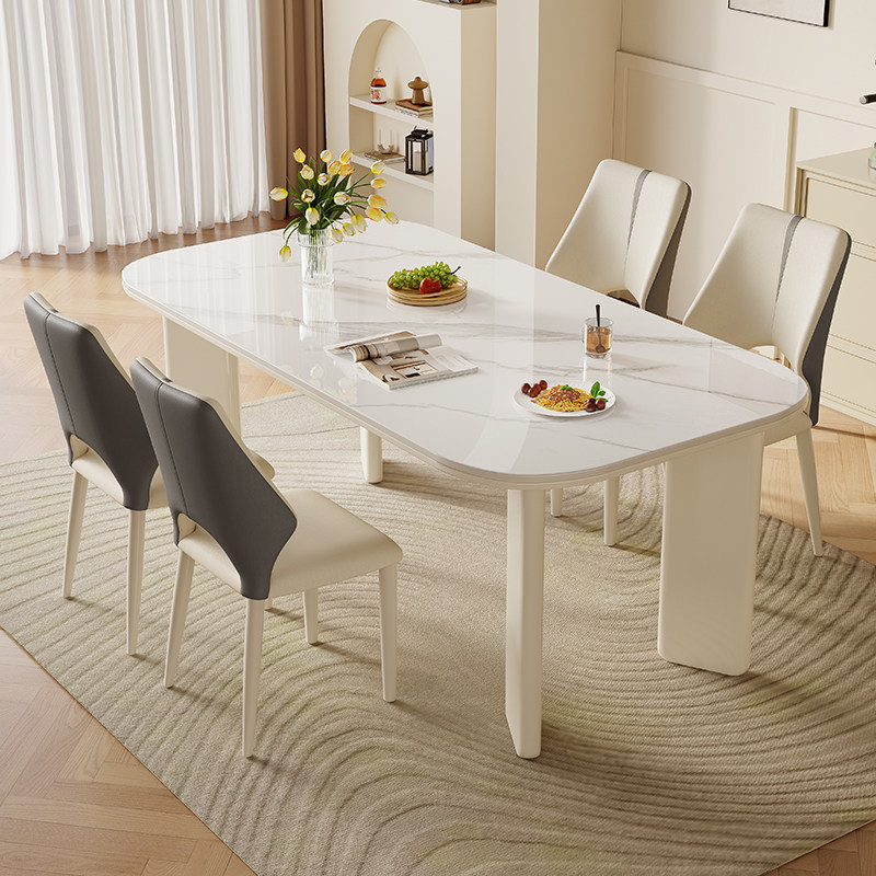 馨佰利白蜡木实木岩板餐桌客厅家用小户型吃饭桌奶油风长方形方桌,住宅家具,岩板餐桌,淘宝优惠券,粉丝福利购,淘宝优惠卷