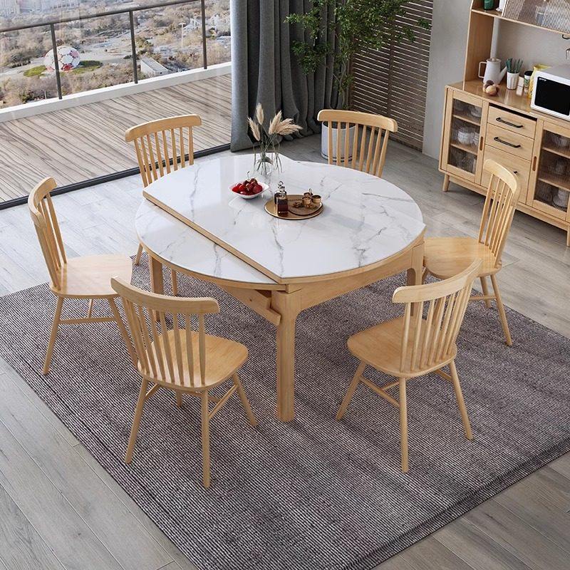 馨佰利岩板实木餐桌2026新款家用小户型可变圆餐桌原木风吃饭桌子,住宅家具,岩板餐桌,淘宝优惠券,粉丝福利购,淘宝优惠卷