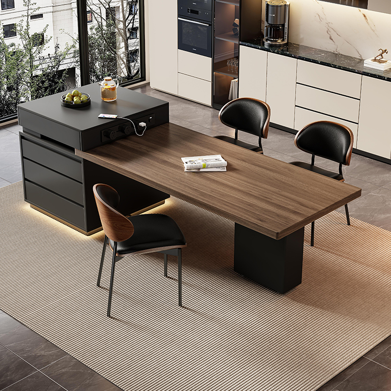 馨佰利岩板岛台餐桌可伸缩方桌