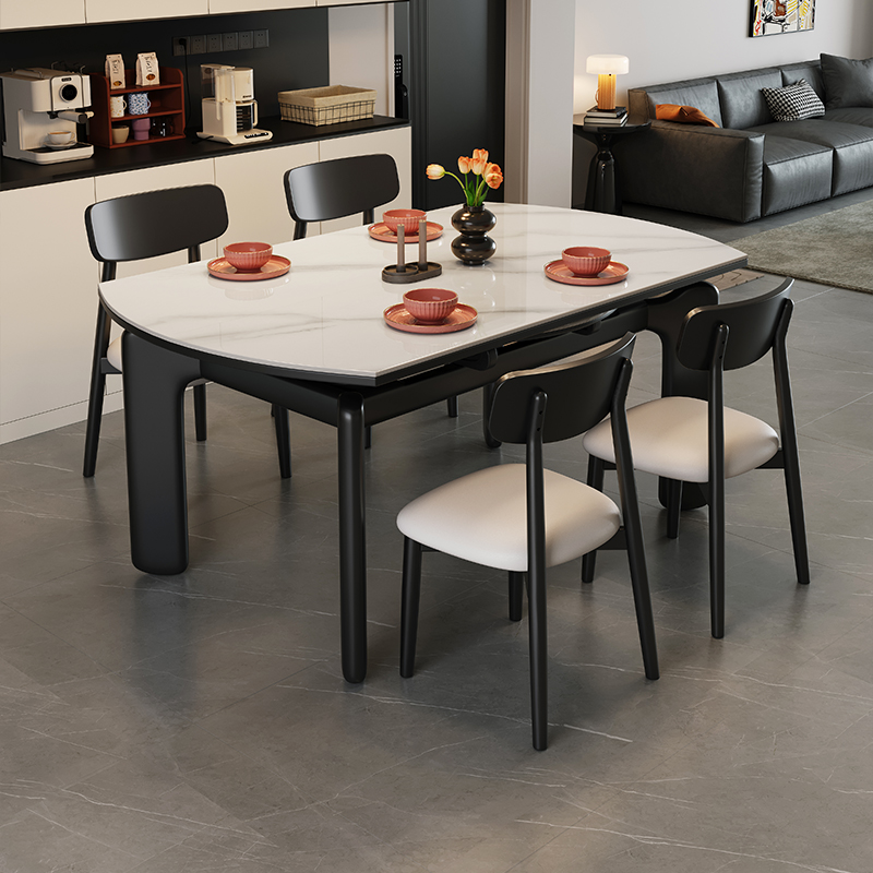 政府补贴馨佰利岩板实木餐桌新款家用小户型可伸缩现代简约风饭桌