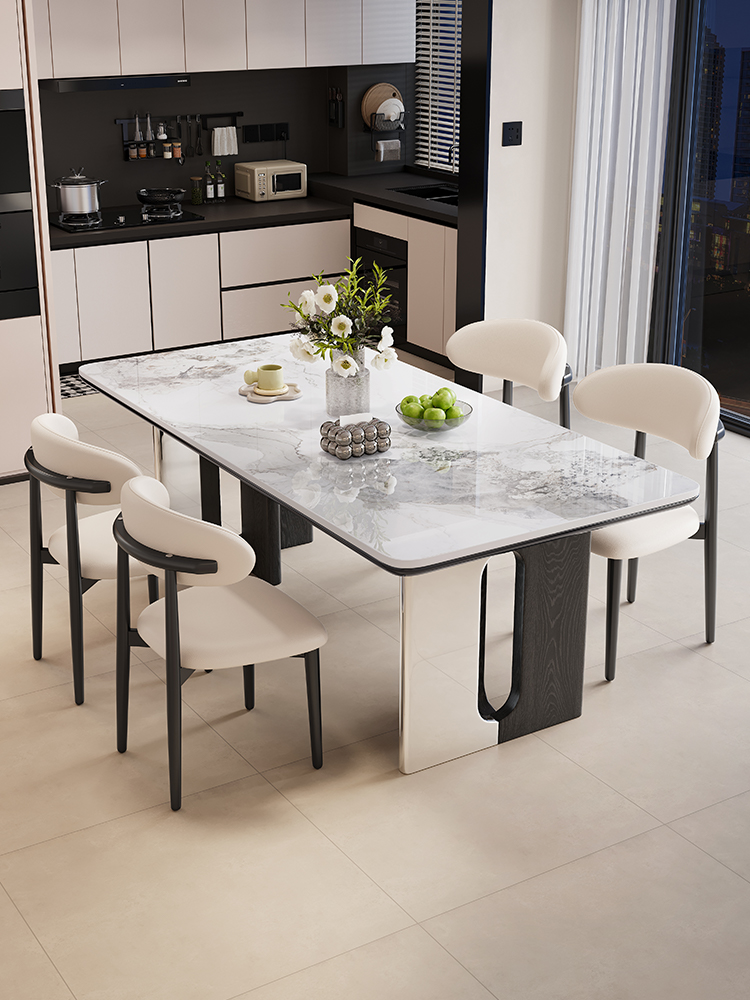 政府补贴馨佰利岩板餐桌2025新款家用小户型轻奢现代长方形吃饭桌