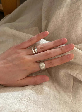 S925拉丝哑光素圈叠戴女士戒指