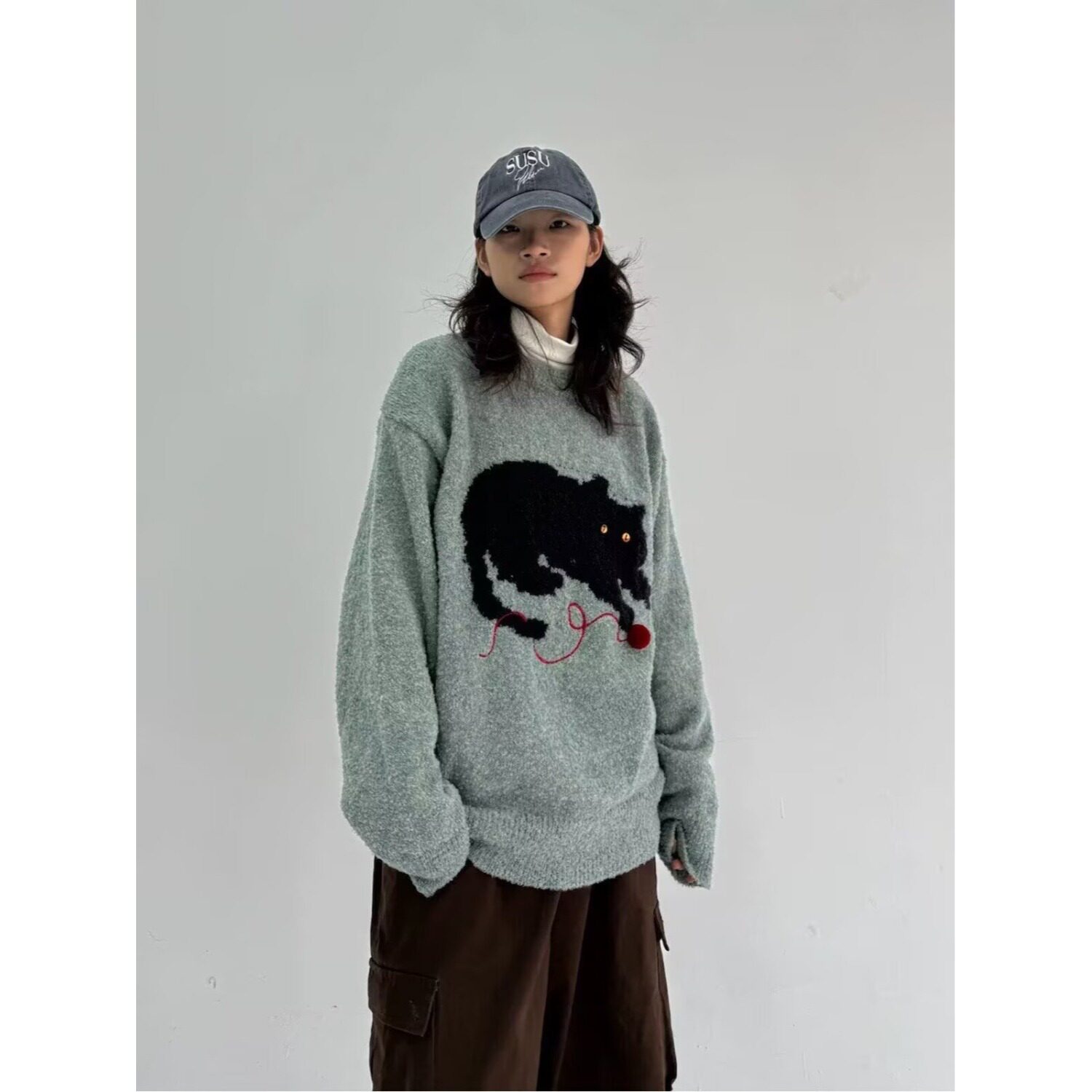 【300】日系猫咪毛衣刺绣立体小球针织衫毛衣A079-MY41-P51,男装针织衫/毛衣,电商A079