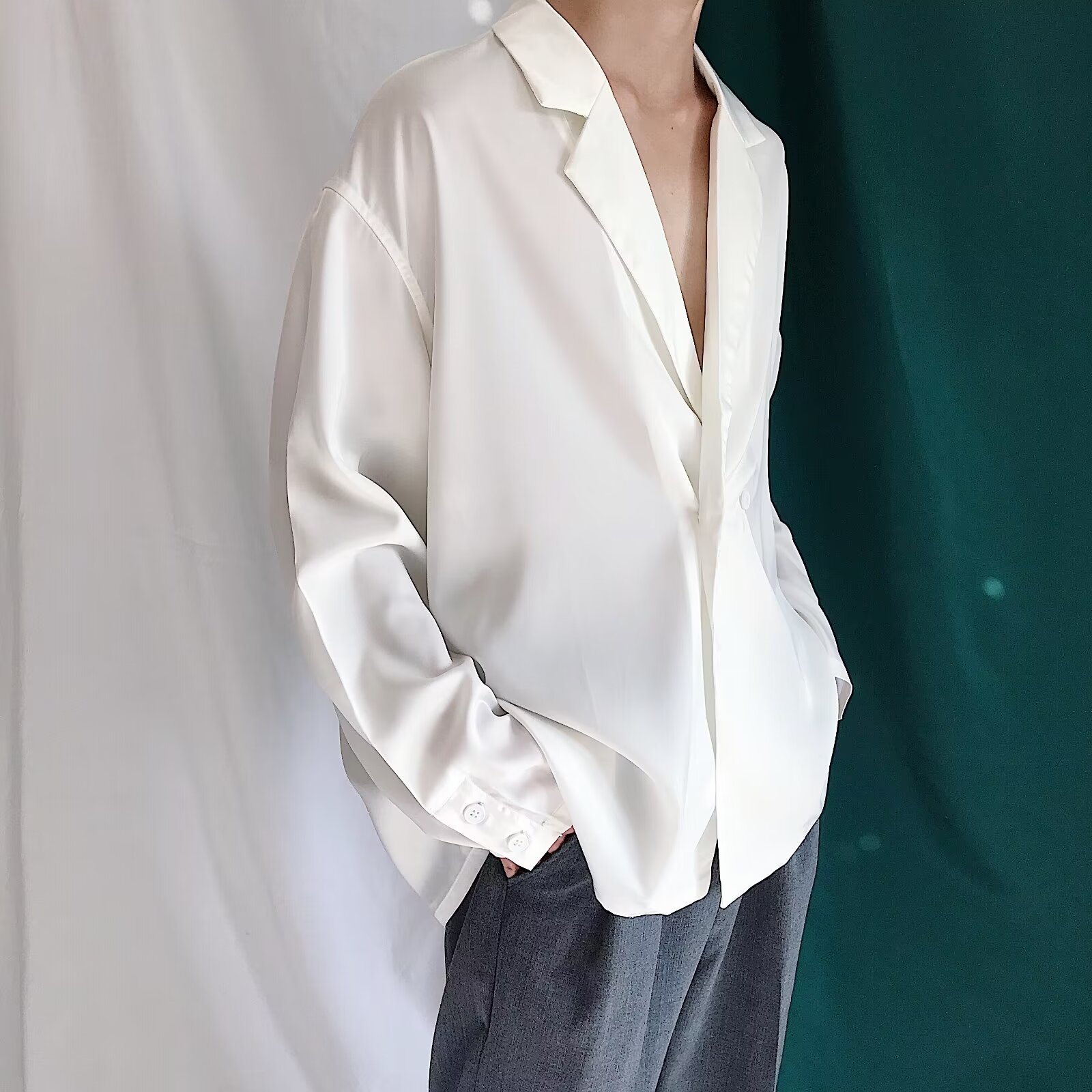 【59】25衬衫纯色长袖西装男白色西服外套A079-C30-P31,男装西服套装,电商A079