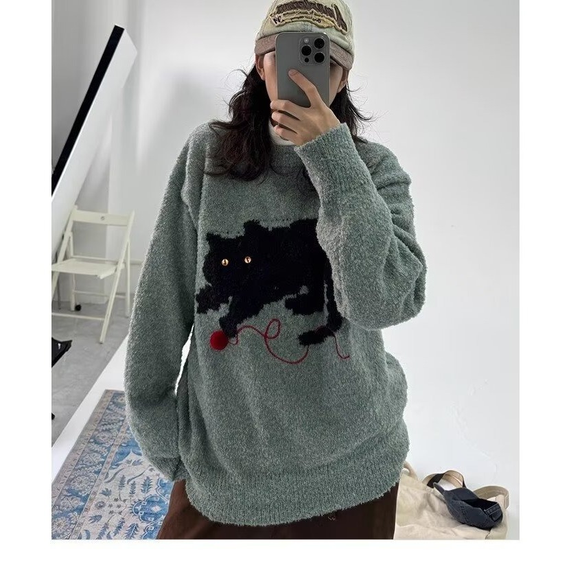 【300】日系猫咪毛衣刺绣立体小球针织衫毛衣A079-MY41-P51，男装针织衫/毛衣，电商A079