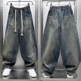 【212】25水洗破洞牛仔裤男宽松直筒休闲长裤潮流A079-N645-P55，男装牛仔裤，电商A079