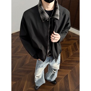 [001]格子拼接假两件外套男夹克上衣服 A079-AA32-P59图片
