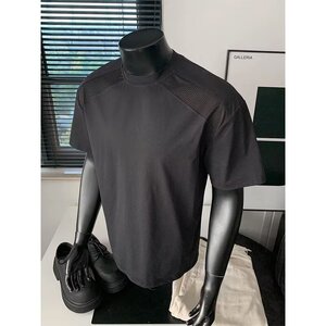 [003]网眼拼接短袖T恤男女夏季宽松情侣重磅上衣A079-D921-P22,青年教官上衣搭配图片
