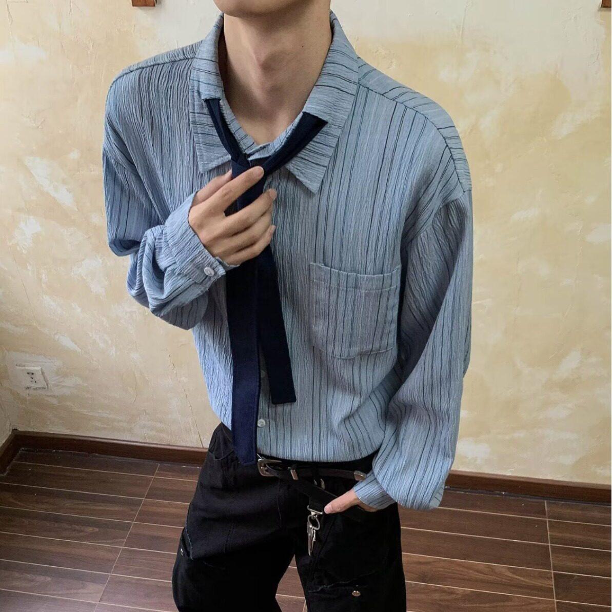 【94】5方领职业衬衫百搭免烫男士商务衬衣A079-CS317-P44,男装衬衫,电商A079