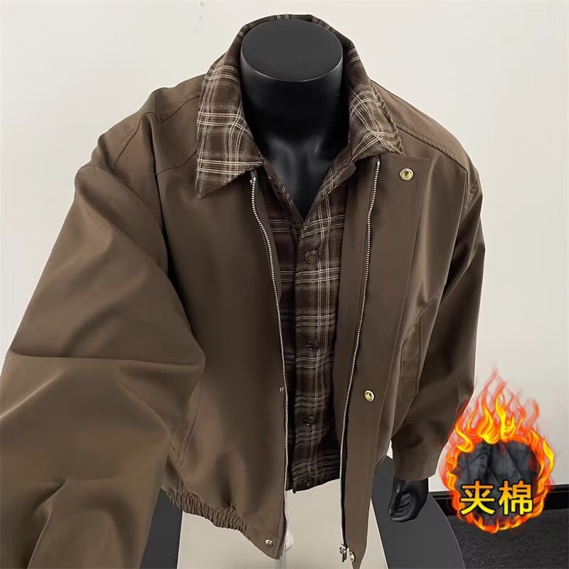 【12】假两件夹克棉服男拼接格子夹棉棒球服A079-6101夹棉-p82,男装夹克,电商A079 【12】假两件夹克棉服男拼接格子夹棉棒球服A079-6101夹棉-p82,男装夹克,电商A079