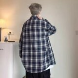 【网图有货14】宽松格纹衬衣外套休闲A079-RS127-P28，男装衬衫，电商A079
