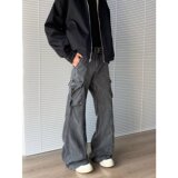 【网39】做旧拼接牛仔裤男宽松直筒A079-8001-P60，男装牛仔裤，电商A079