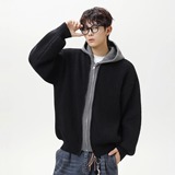 【002】连帽毛衣外套假两件宽松新款男士开衫针织衫A079-Y71-P73,男装针织衫/毛衣,电商A079,