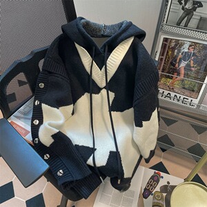【网15】假两件连帽针织衫A079-A629-P62图片