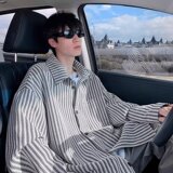 【网149】2025条纹衫男长袖秋冬日系薄款打底衬衣A079-C49-P43，男装T恤，电商A079