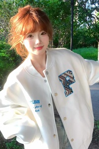 【网150】刺绣棒球服男女高级感情侣夹克白色外套A079-544-P59图片