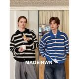 【网139】25条纹开衫毛衣男宽松休闲撞色针织衫A079-D680-P54，男装针织衫/毛衣，电商A079