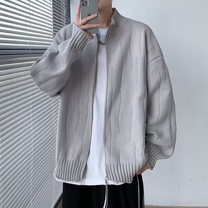 【001】立领针织开衫外套男士春秋冬宽松休闲毛衣A079-M5003-P55图片