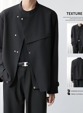 【网45】新中式黑色廓形西服夹克男春秋季A079-W35-P67