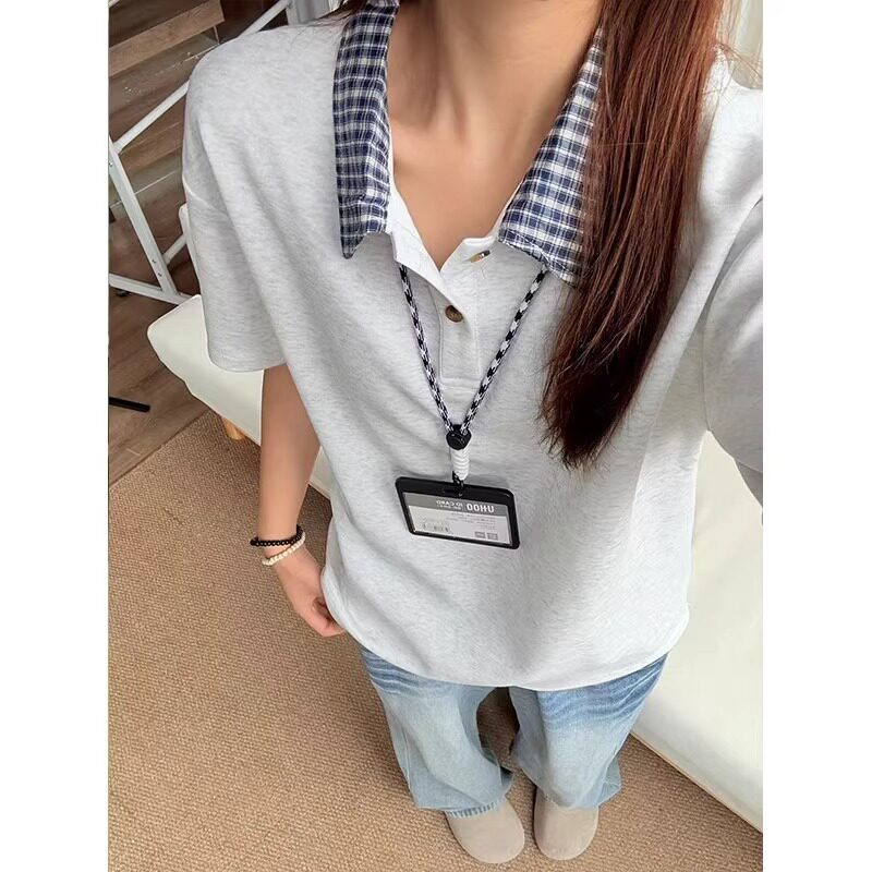 [003]假两件格子拼接POLO衫短袖男款夏季正肩t恤A079-T0014-P30，男装T恤，电商A079