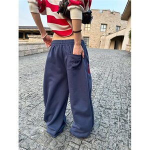 【网60】松紧腰印花直筒卫裤女2025年秋季新A079-3118-P44图片