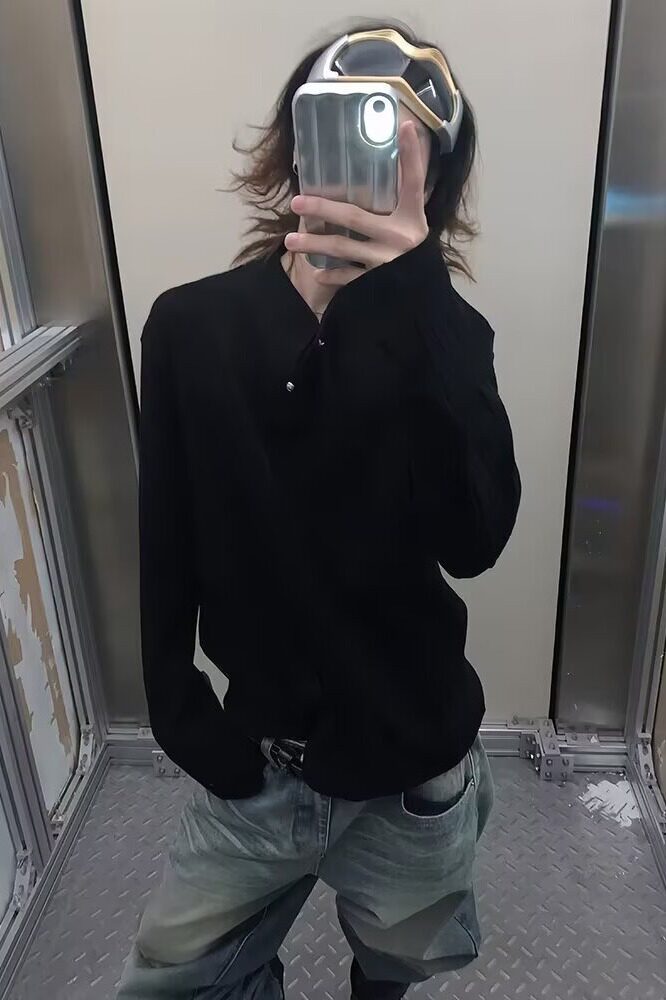 【218】5休闲针织弹力白色男款百搭立领长袖打底休A079-T50-P48,男装T恤,电商A079