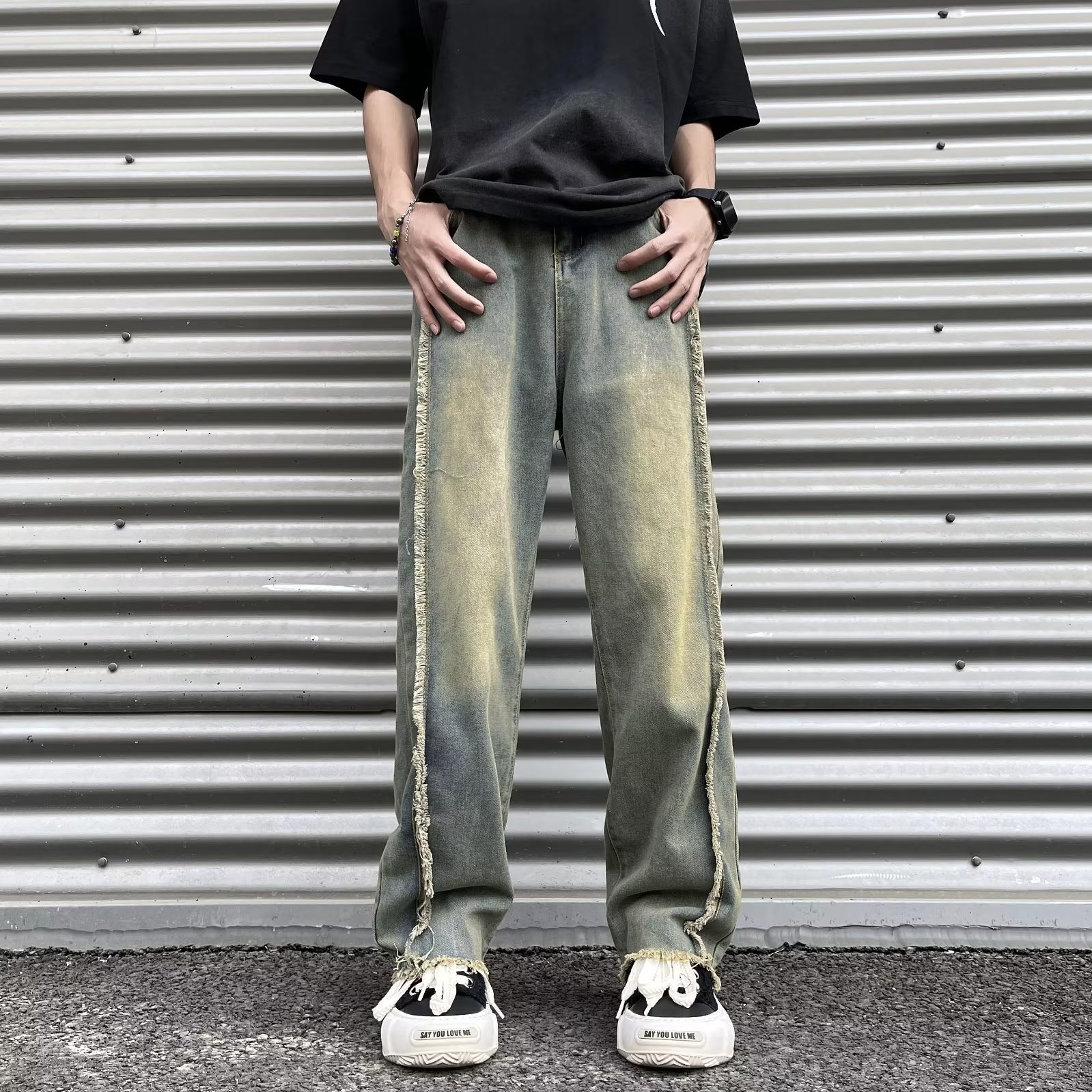 【7】牛仔裤男冬季直筒oversize阔腿裤A079-C611-P30,男装牛仔裤,电商A079