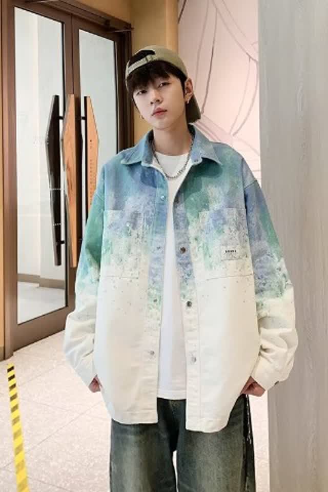 牛仔外套男长袖衬衫薄款夹克A079-D708-P58【网络图1】4-8XL元,男装衬衫,电商A079