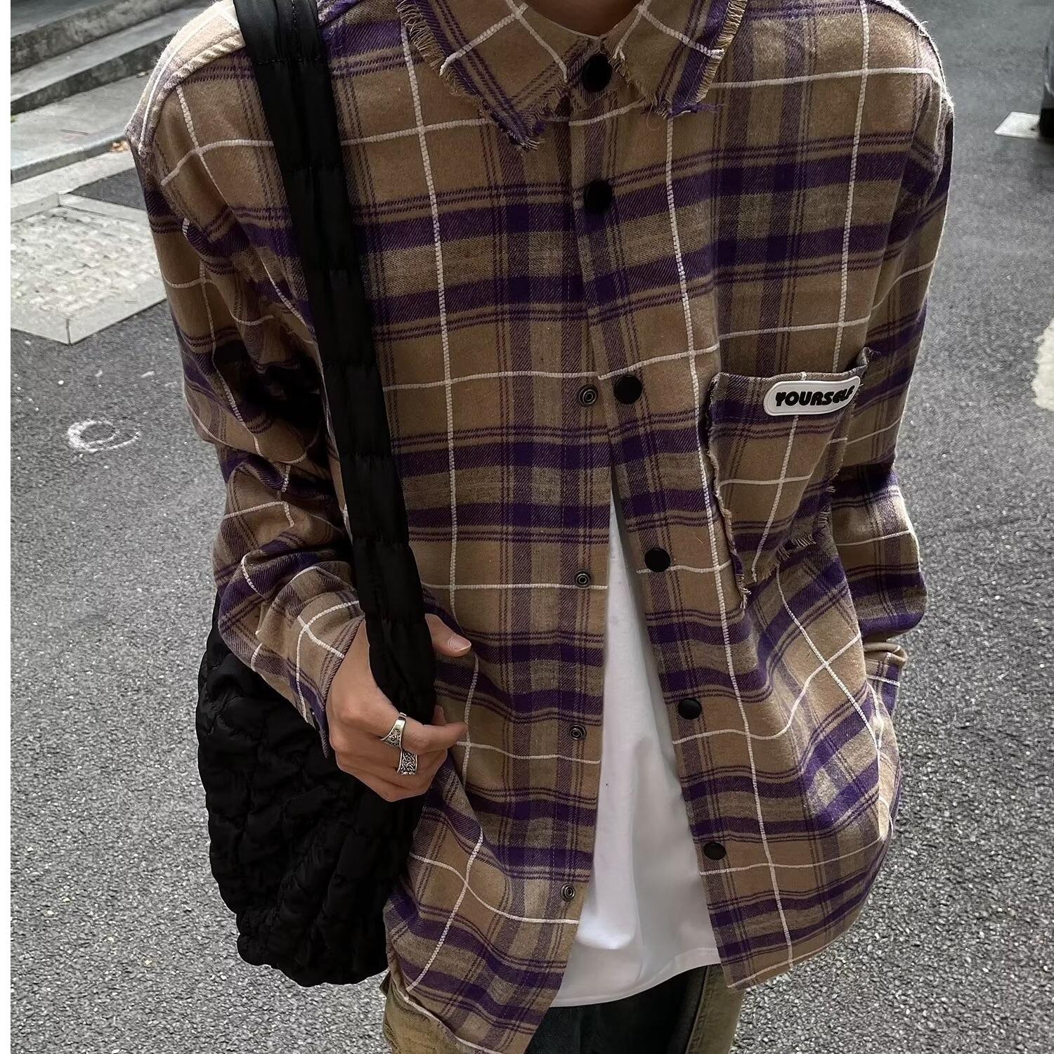 【001】长袖衬衫男士休闲宽松大码格子衬衣A079-C272-P49，男装衬衫，电商A079