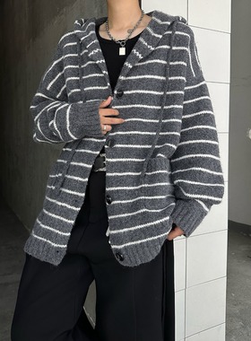 【7】条纹连帽毛衣撞色针织开衫外套A079-MY9574-P64