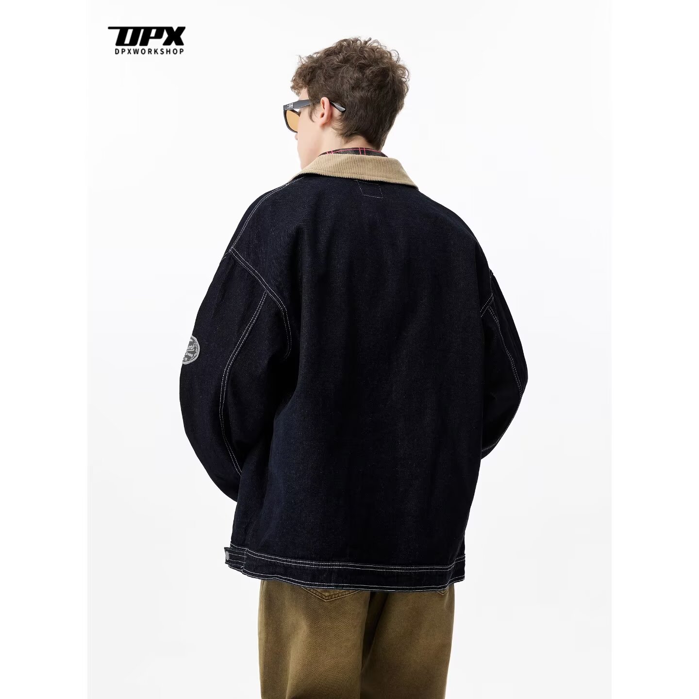 【网75】款灯芯绒翻领机车绣花牛仔外套A079-F4901-P72,男装工装外套,电商A079