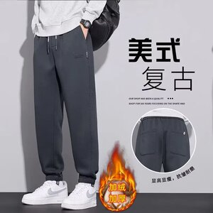 【235】5束脚卫裤男士冬季加绒宽松锥形男裤A079-K166加绒-P38图片
