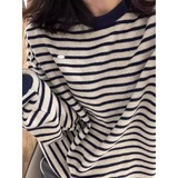 【295】条纹毛衣圆领针织衫卫衣女2025秋冬新款宽松A079-1269-P44,男装针织衫/毛衣,电商A079,电商基地