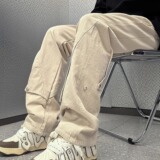 【网130】休闲裤男女潮牌百搭小众微喇高街长裤A079-A851-P41，男装休闲裤，电商A079