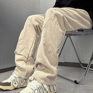 【网130】休闲裤男女潮牌百搭小众微喇高街长裤A079-A851-P41图片