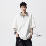 [012]假两件高质格纹翻领POLO衫男宽松上衣潮流A079-S243-P30，男装Polo衫，电商A079