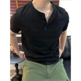 亨利领T恤sorona夏季短袖纯色户外运动休闲男上衣A079-T7708-P38，男装T恤，电商A079