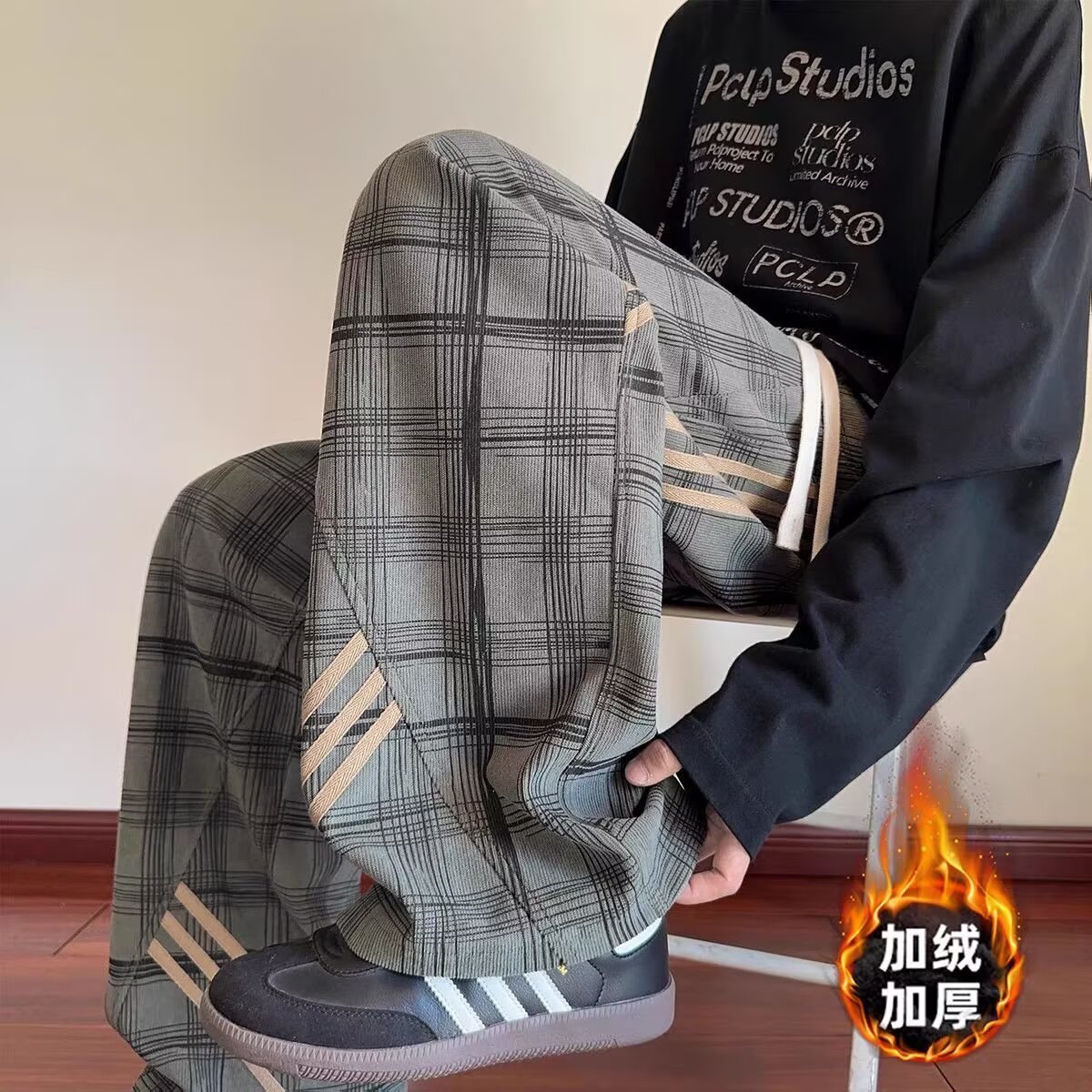 【002】5加绒加厚格子休闲裤A079-K208-P41，男装卫衣，电商A079