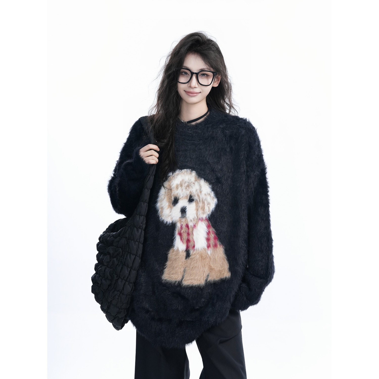 【005】红色针织衫男女狗狗慵懒风马海毛情侣毛衣A079-MY468-P50，男装针织衫/毛衣，电商A079